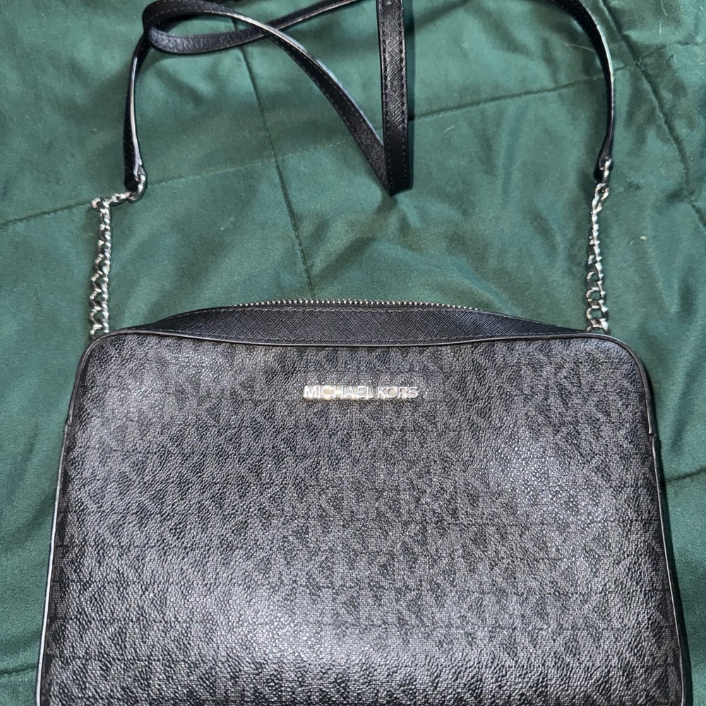 Michael Kors Black Textured Crossbody Bag